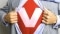 The image shows a shirt with a "V" on it.